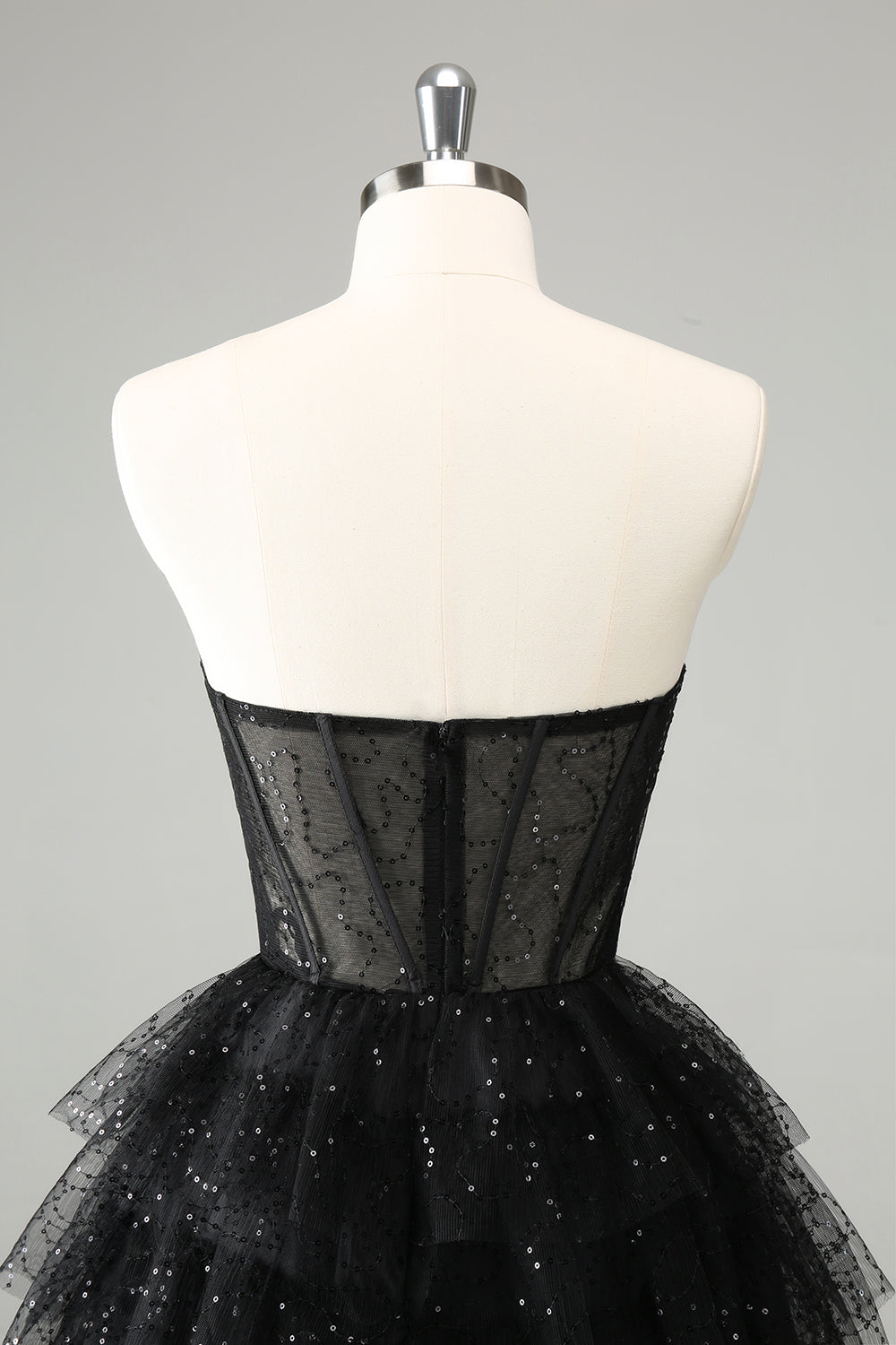 Sparkly A Line Sweetheart Tiered Corset Cute Little Black Dress