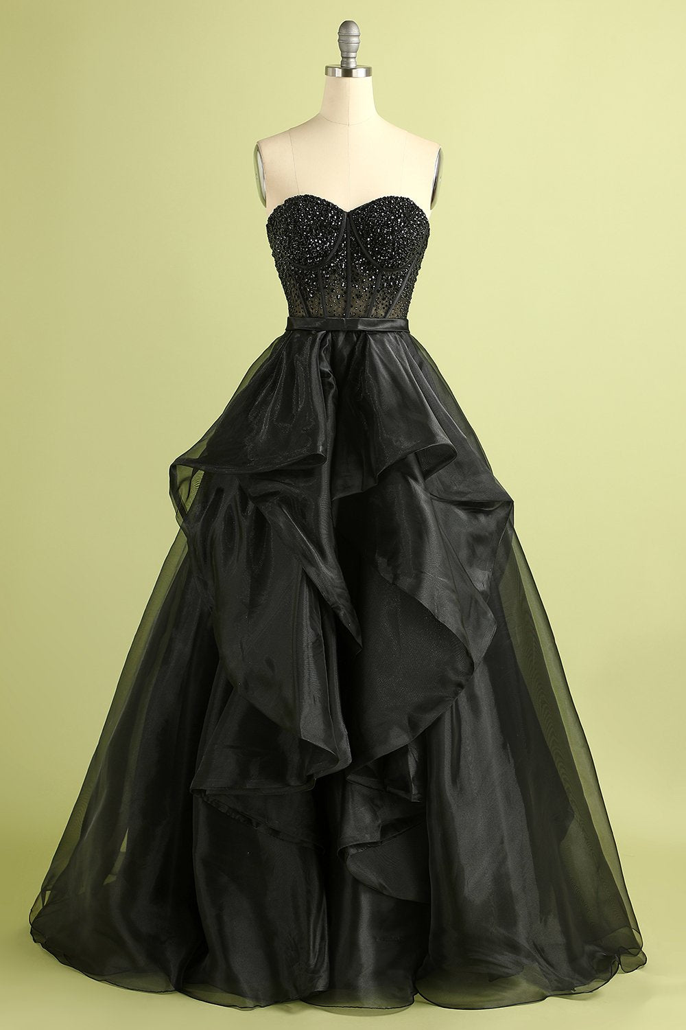 Black Strapless A Line Prom Dress