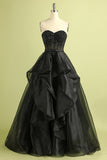 Black Strapless A Line Prom Dress
