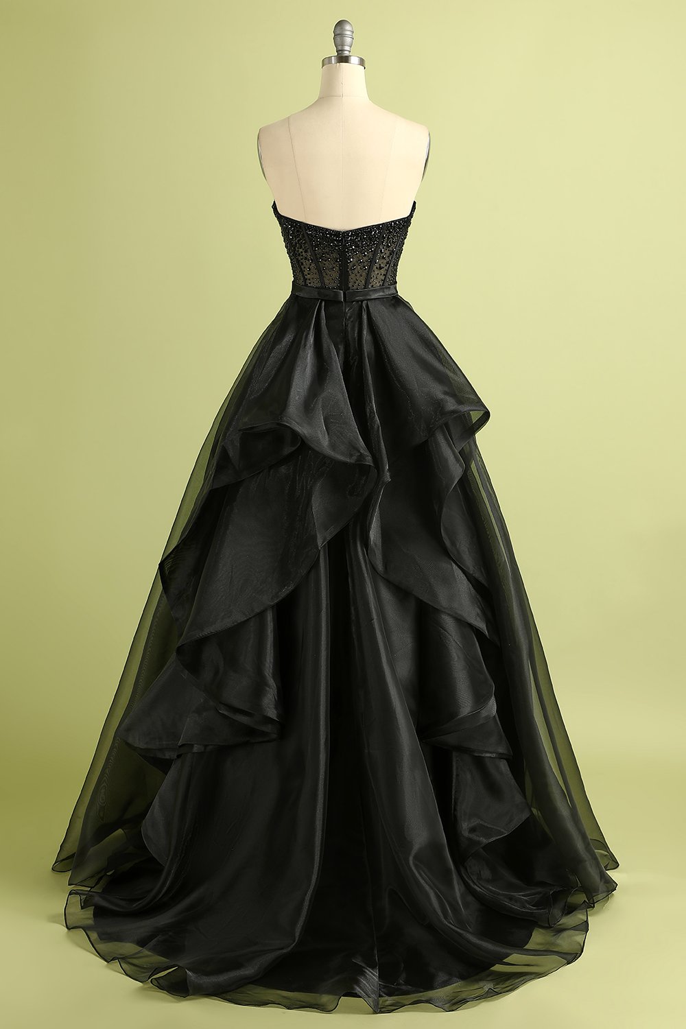 Black Strapless A Line Prom Dress