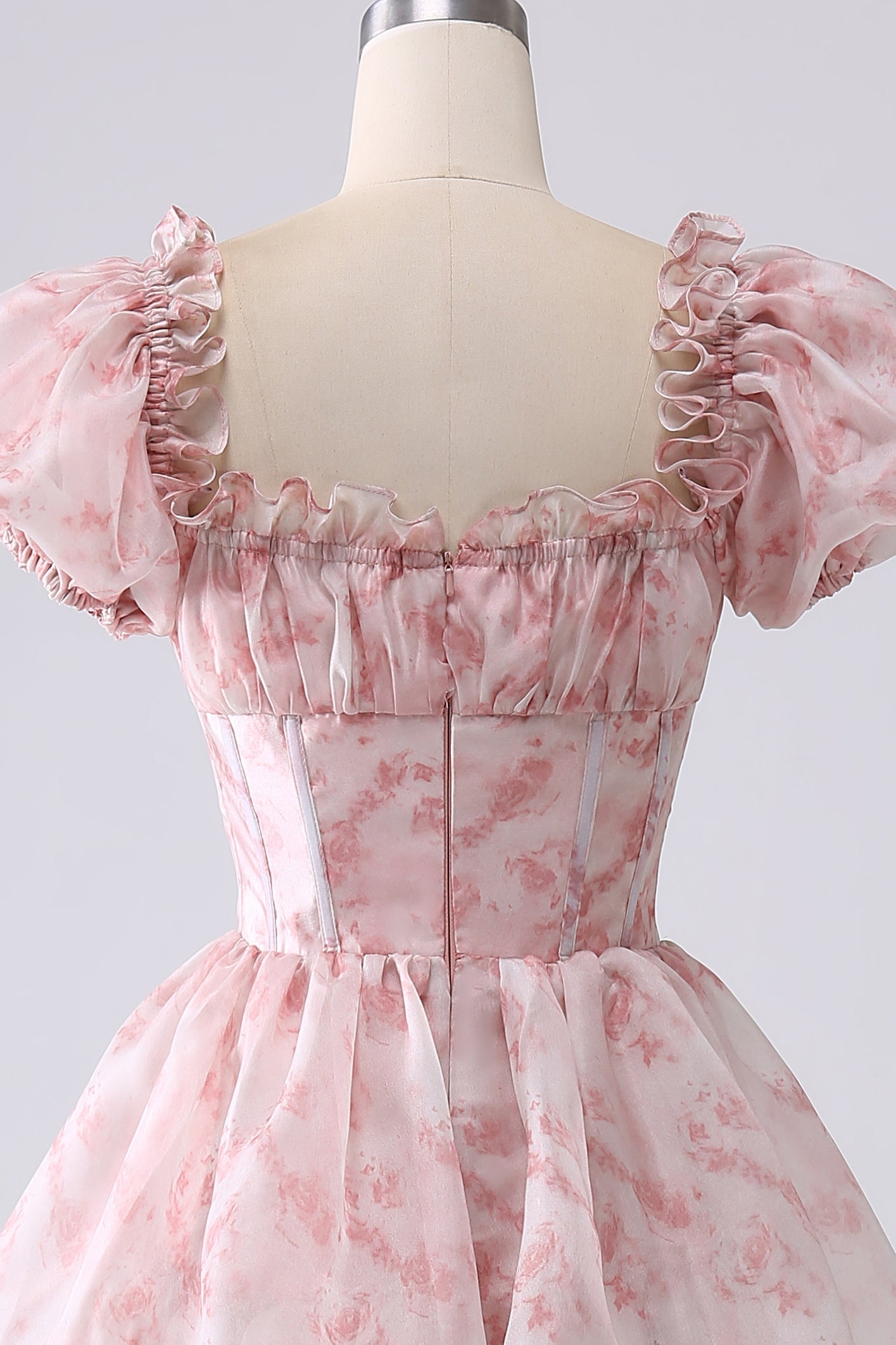 Blush A Line Square Neck Tiered Long Prom Dress with Ruffles