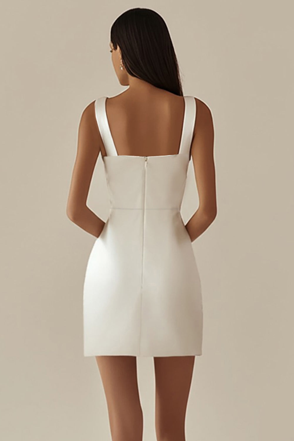 Satin White Bodycon Cowl Neck Short Graduation Dress