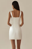 Satin White Bodycon Cowl Neck Short Graduation Dress