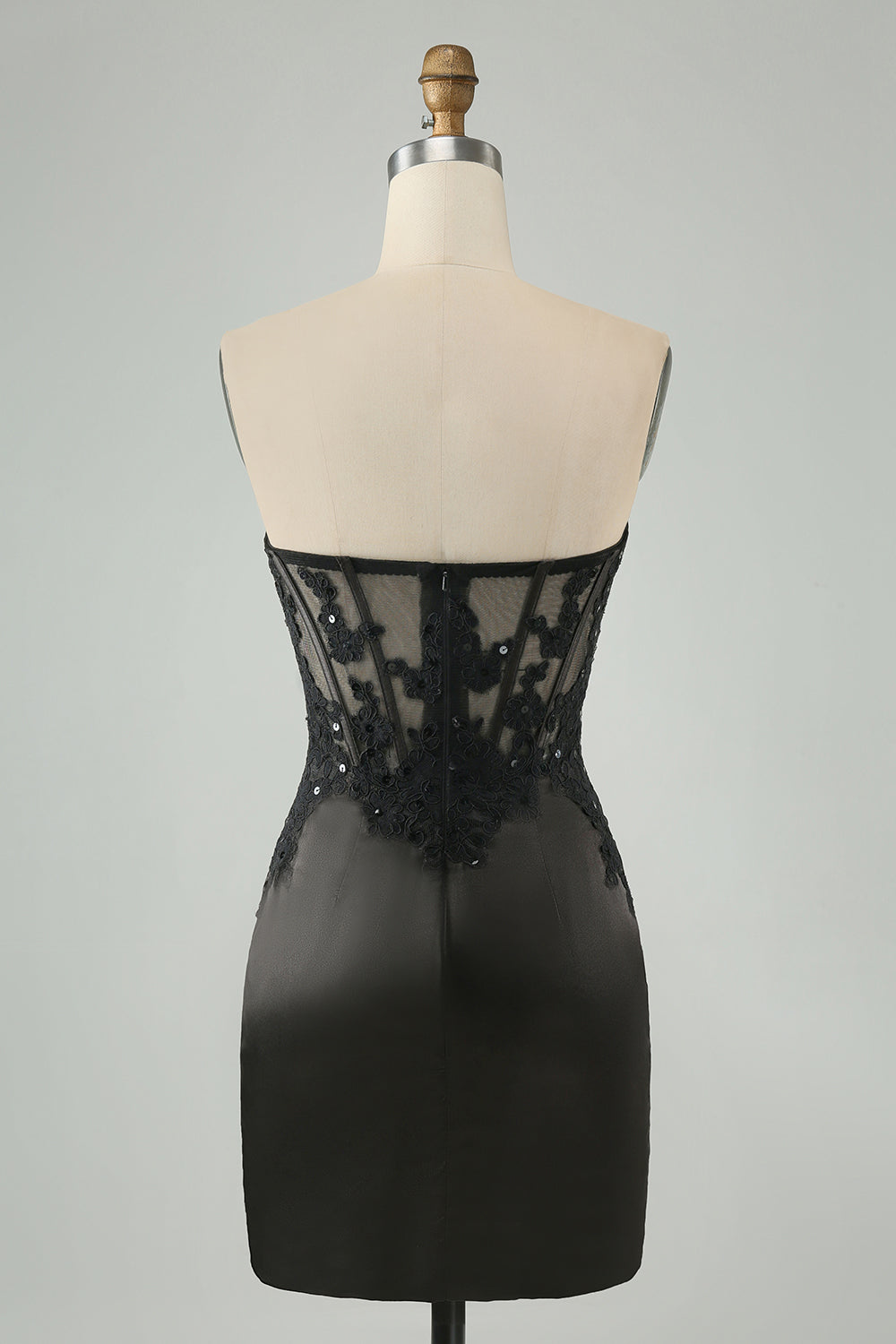Sparkly Bodycon Sweetheart Corset Little Black Dress with Appliques