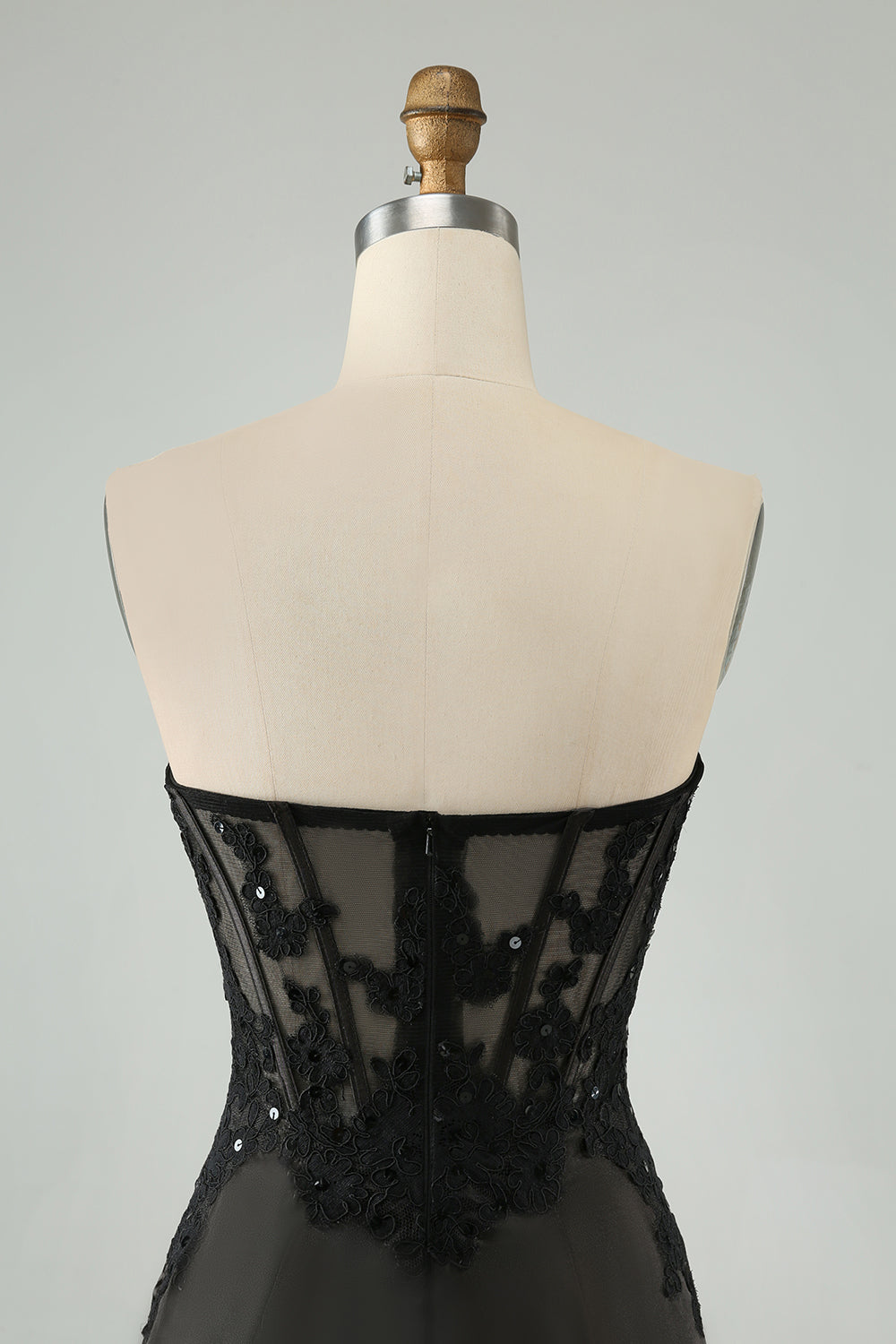 Sparkly Bodycon Sweetheart Corset Little Black Dress with Appliques