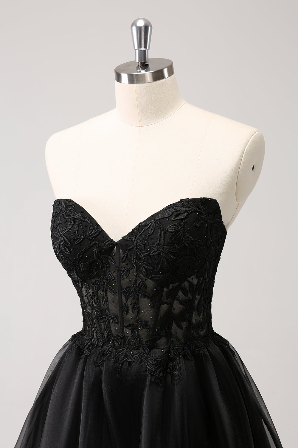 Cute A Line Corset Strapless Ruffled Little Black Dress