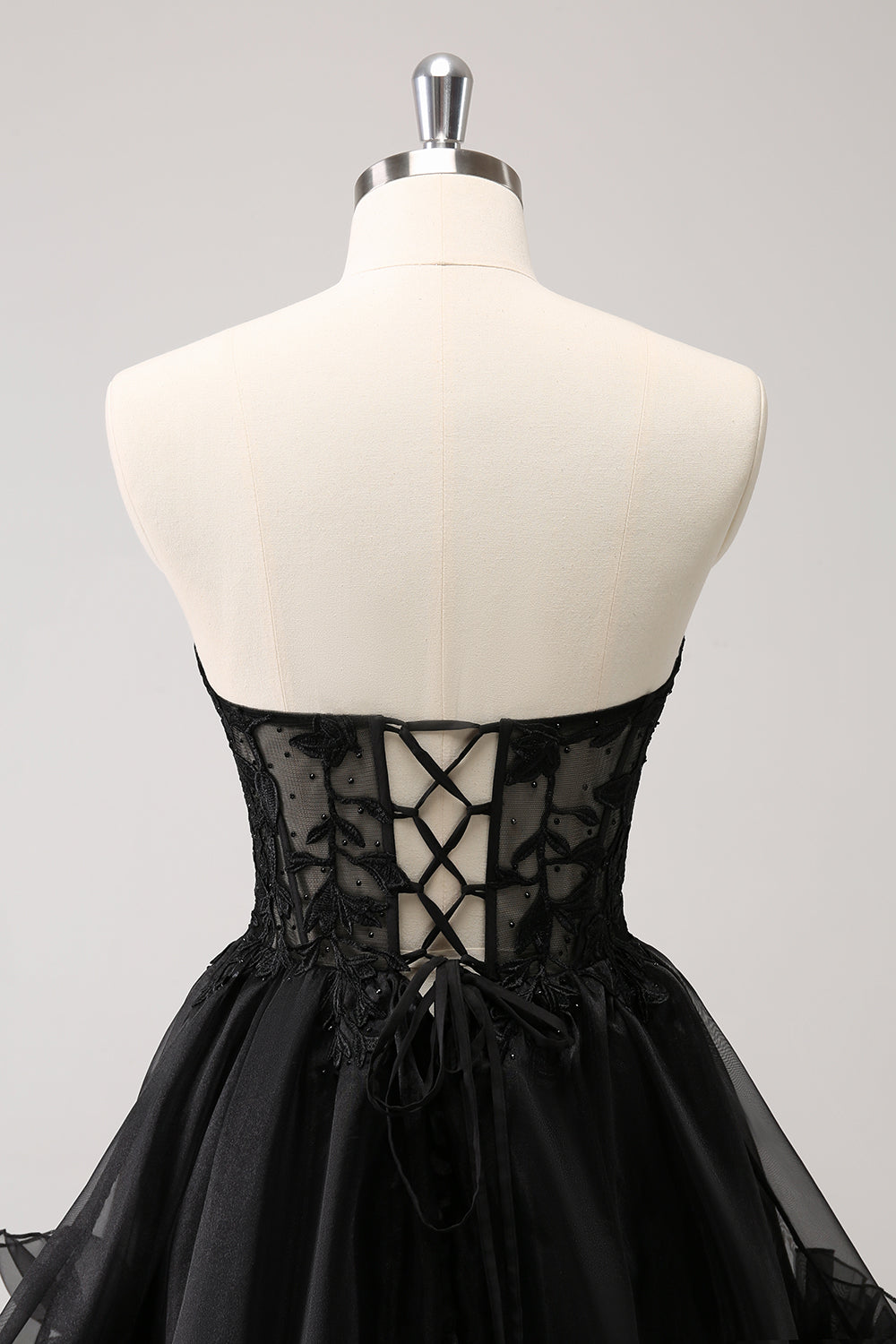 Cute A Line Corset Strapless Ruffled Little Black Dress