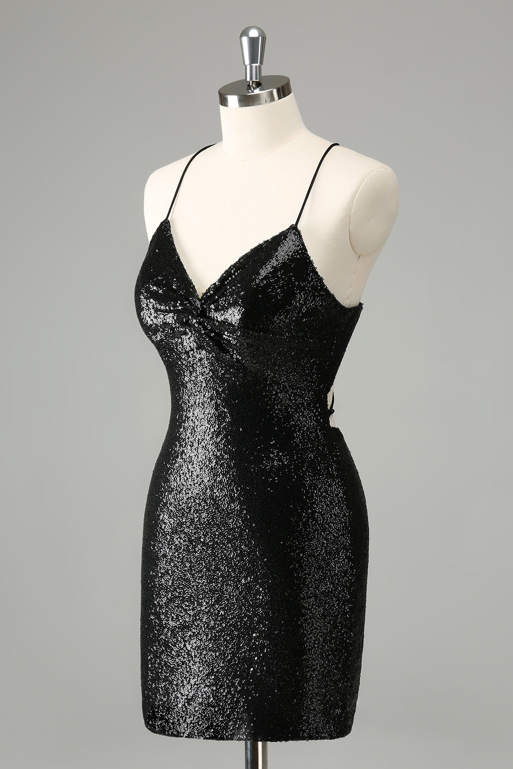 Stylish Glitter Sequins Tight Little Black Dress