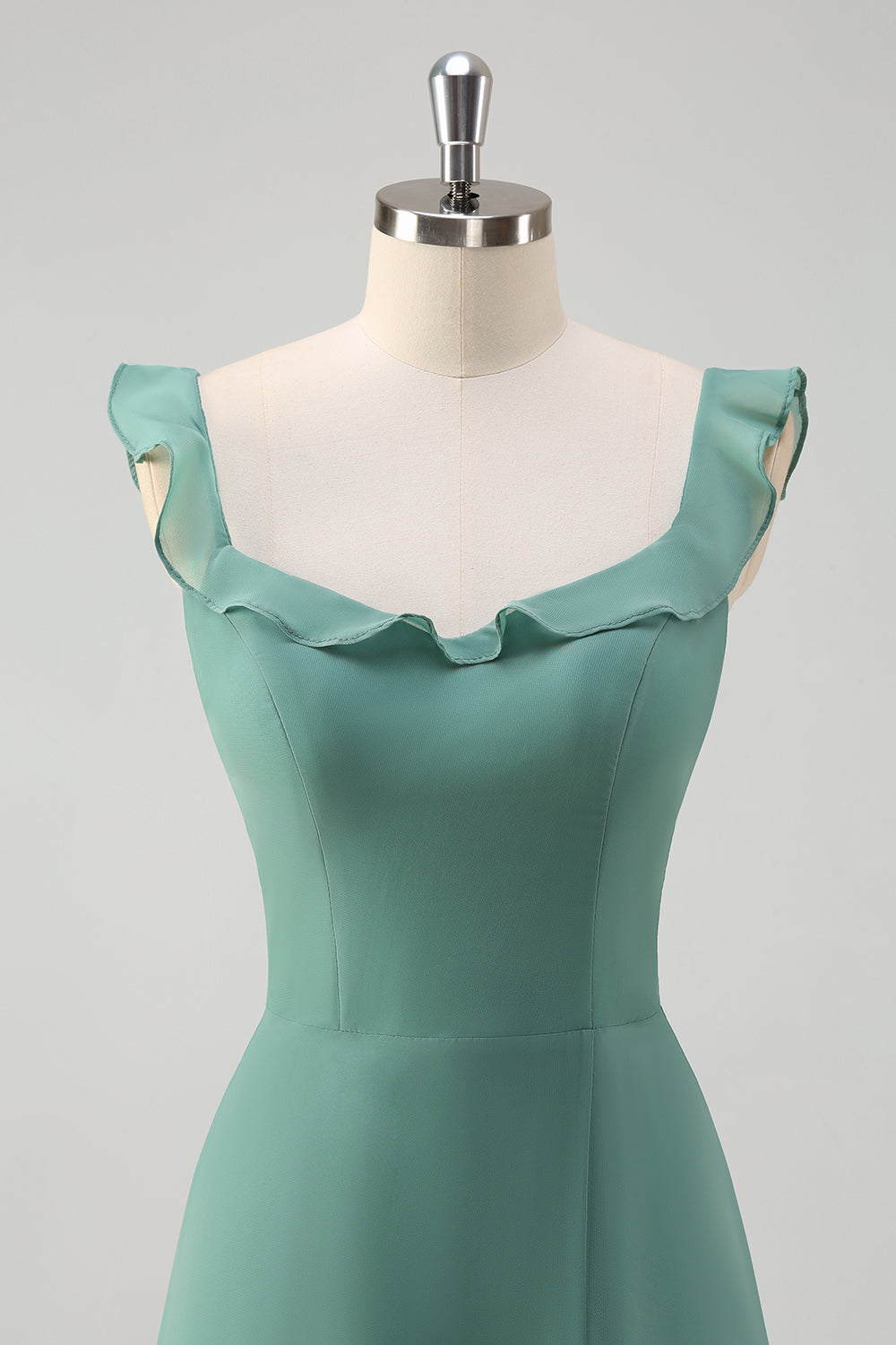 Eucalyptus A Line Square Neck Backless Floor Length Bridesmaid Dress