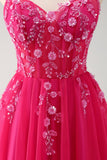 Sparkly Blush A-Line Spaghetti Straps Corset Tulle Long Prom Dress