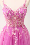 Sparkly Blush A-Line Spaghetti Straps Corset Tulle Long Prom Dress