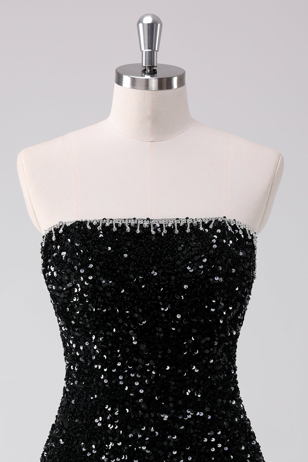Sparkly A-Line Strapless Sequins Little Black Dress