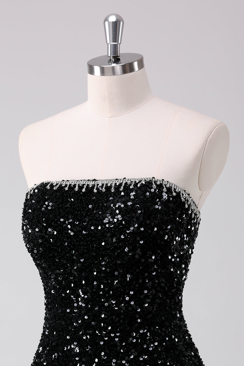 Sparkly A-Line Strapless Sequins Little Black Dress