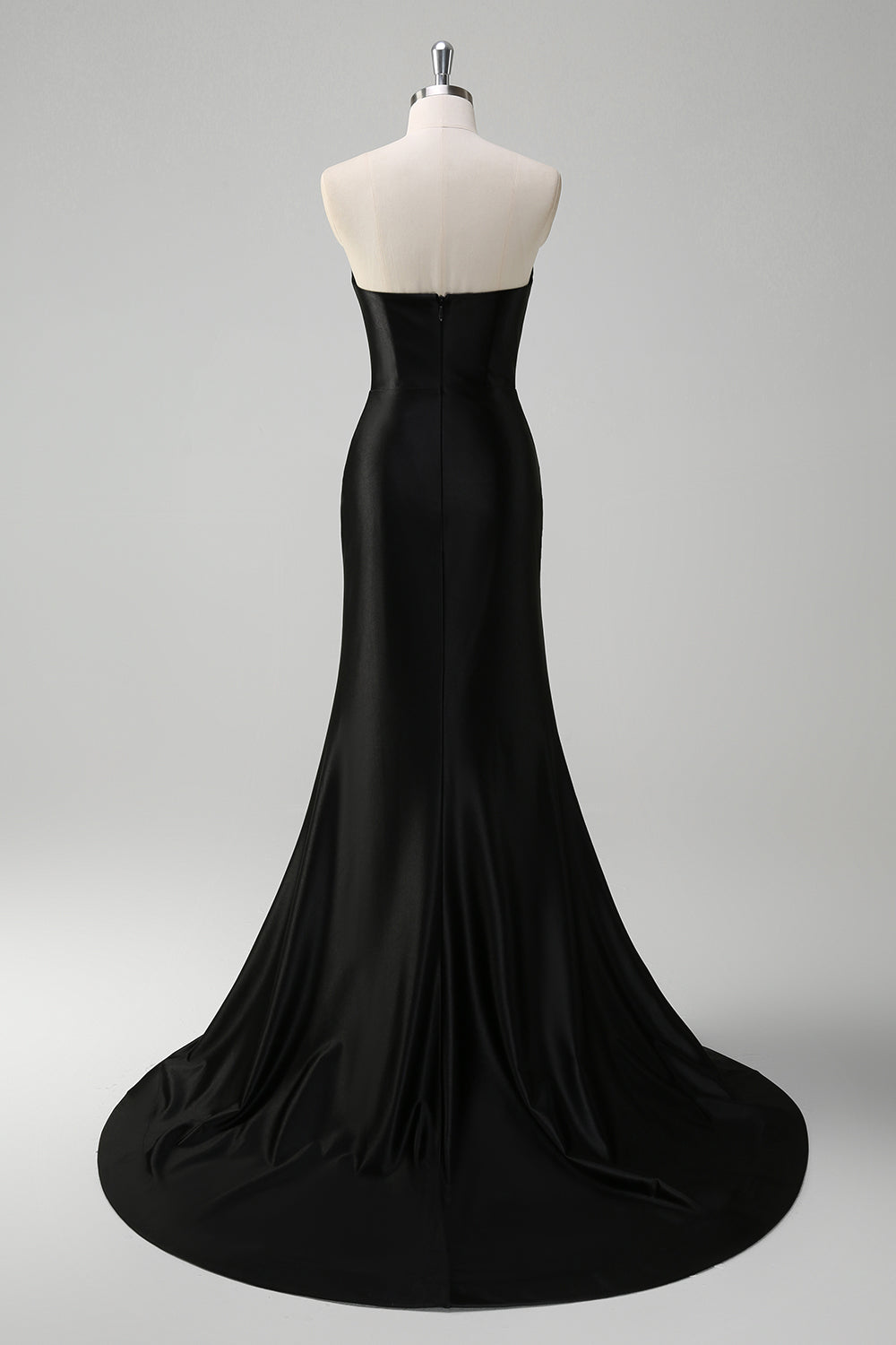 Black Mermaid Strapless V Neck Long Prom Dress with Beading