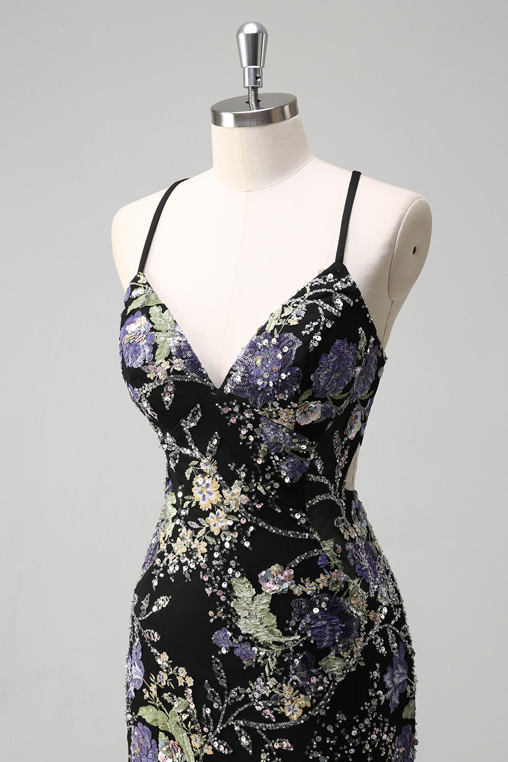 Pink Mermaid Spaghetti Straps Sequins Long Prom Dress with Appliques