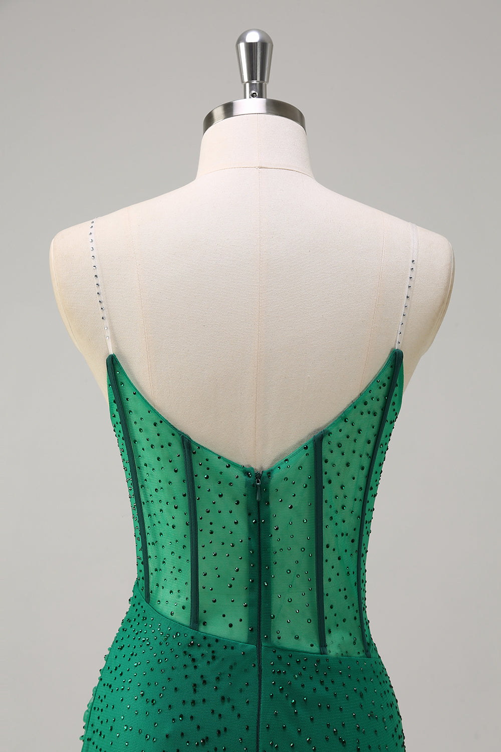 Sparkly Black Mermaid Corset Beaded Long Prom Dress with Slit