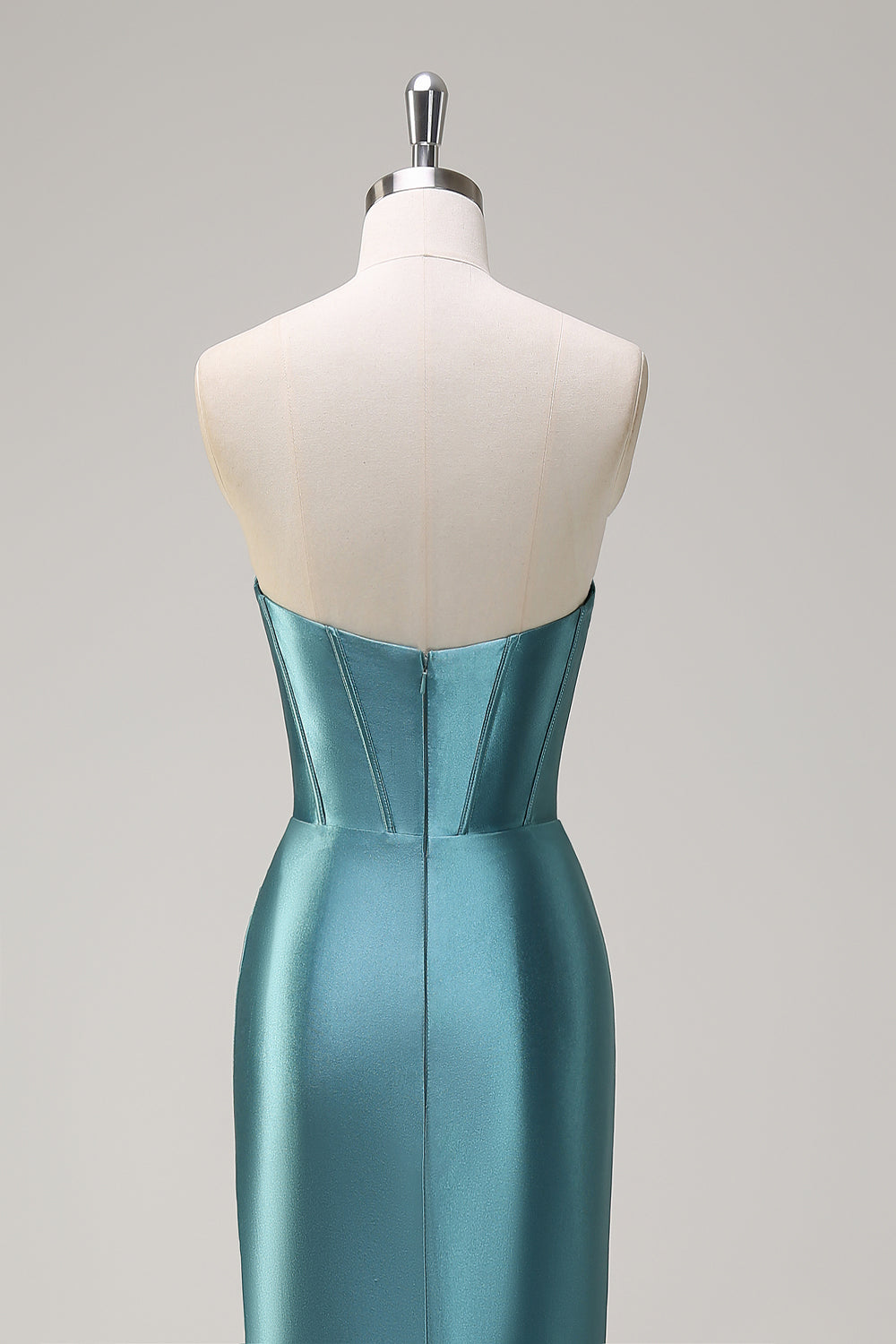 Royal Blue Mermaid Strapless Corset Sequin Long Prom Dress with Slit