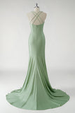 Sparkly Green Sheath Long Prom Dress with 3D Flowers