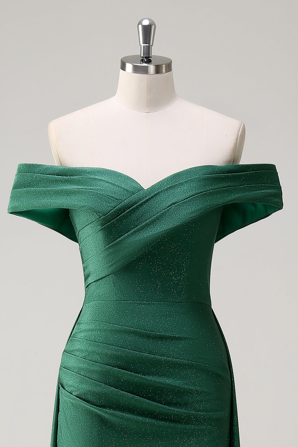Glitter Dark Green Mermaid Off the Shoulder Prom Dress