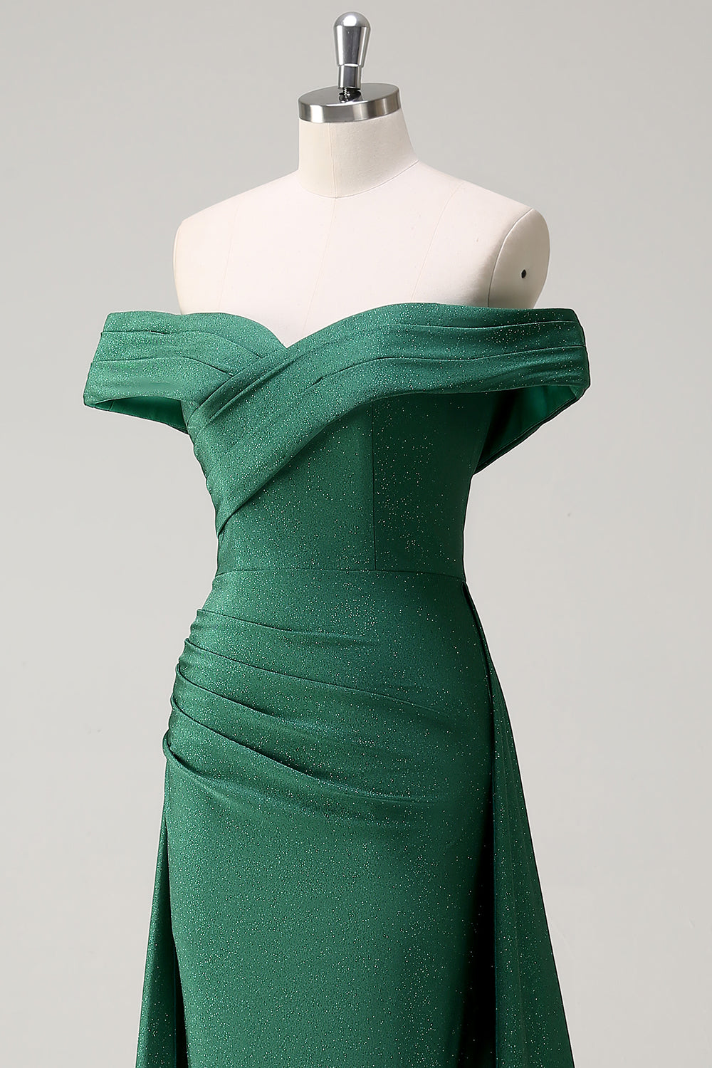 Glitter Dark Green Mermaid Off the Shoulder Prom Dress