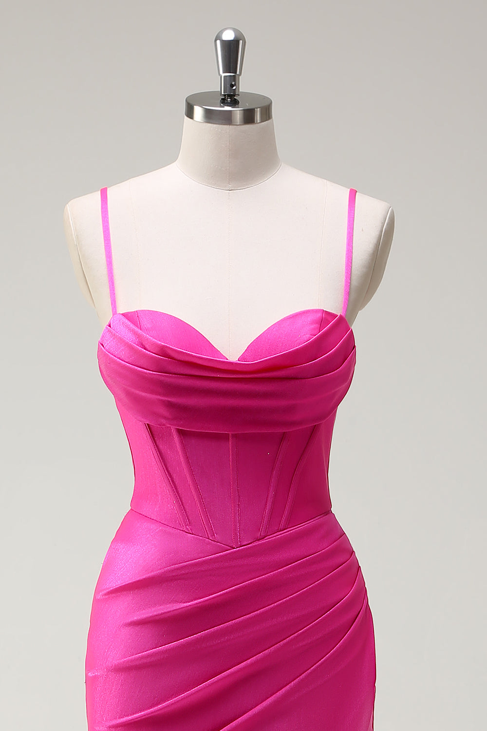 Fuchsia Mermaid Spaghetti Straps Long Prom Dress with Slit