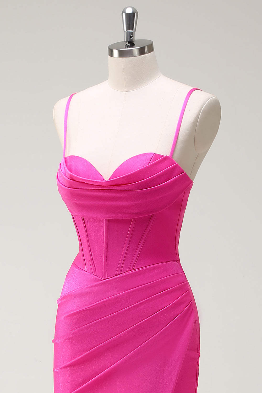 Fuchsia Mermaid Spaghetti Straps Long Prom Dress with Slit
