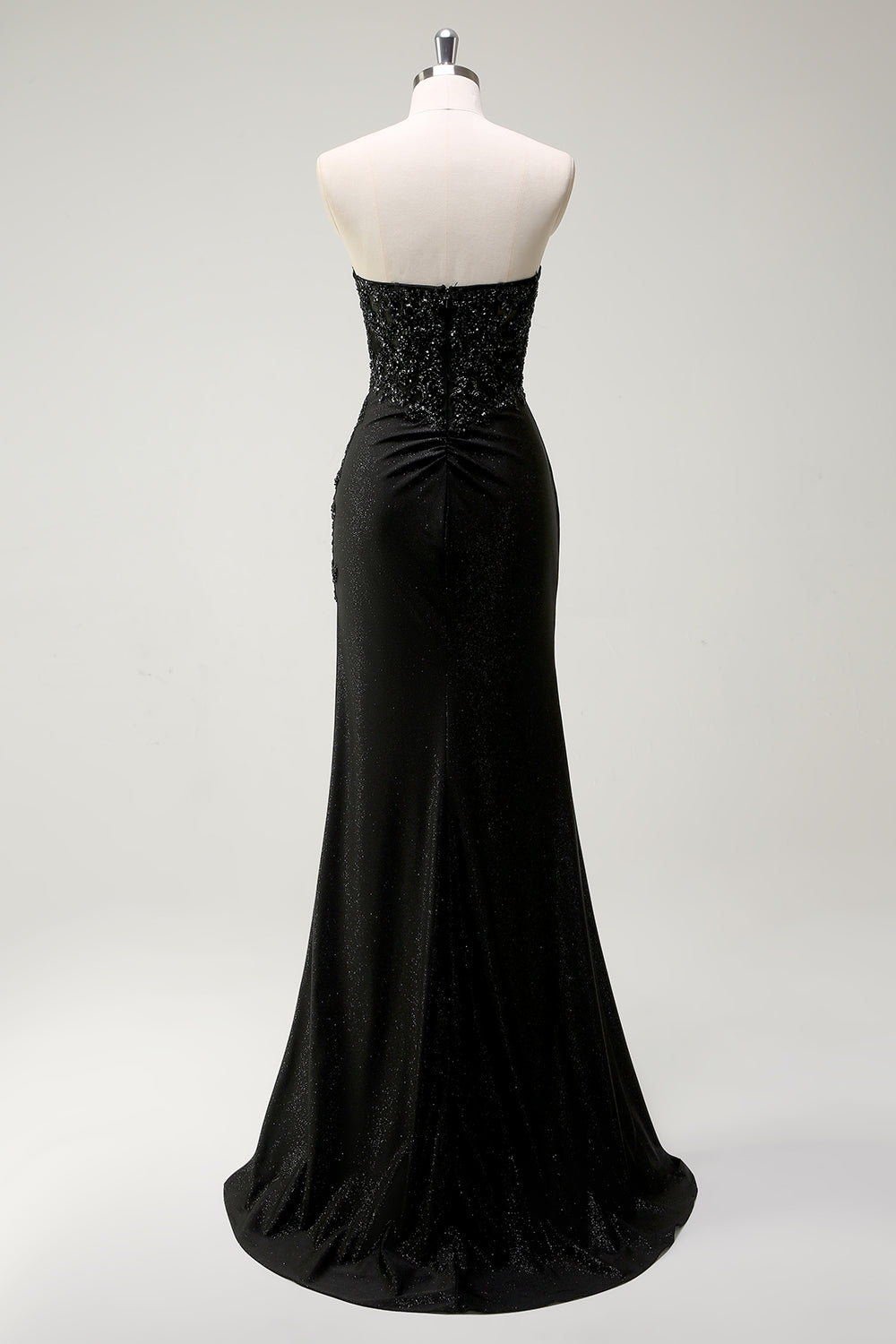 Sparkly Sweetheart Long Sequins Black Prom Dress With Slit