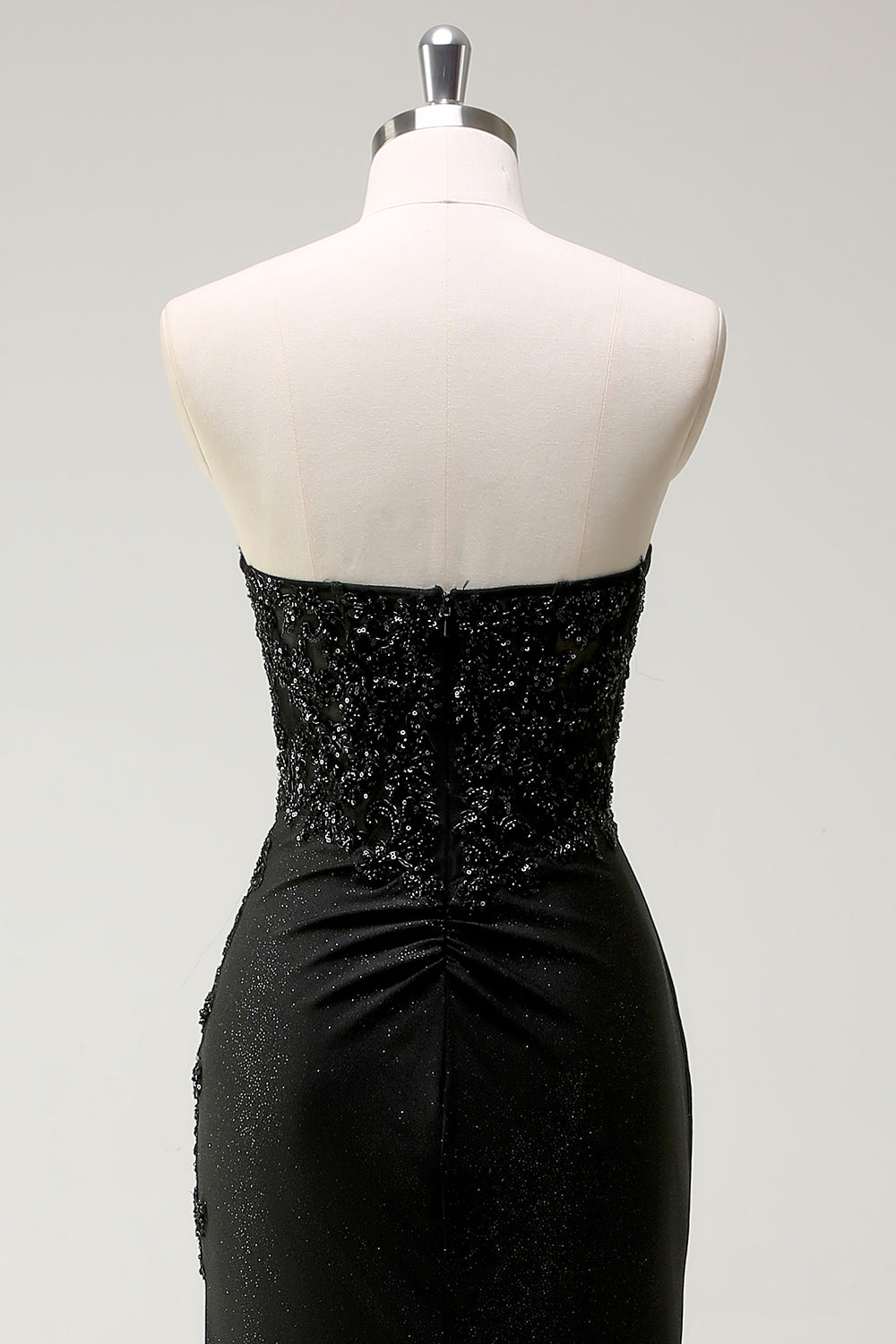 Sparkly Sweetheart Long Sequins Black Prom Dress With Slit