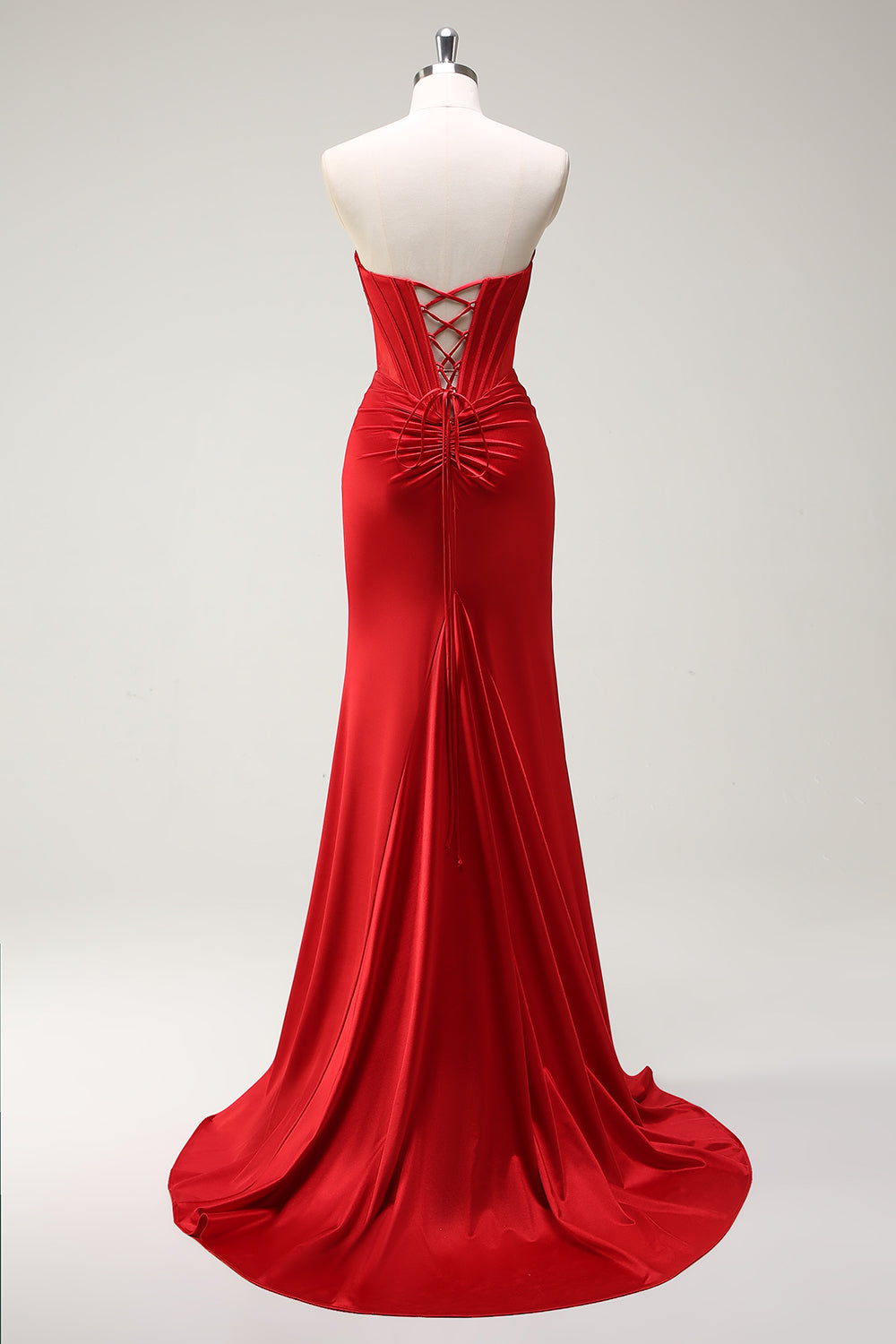 Red Mermaid Sweetheart Corset Long Prom Dress with Slit