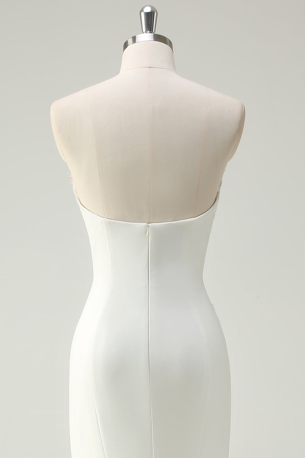 Sparkly White Mermaid Strapless Floral Long Prom Dress