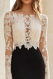 Black White Mermaid Lace Long Sleeve Mother of the Bride Dress