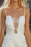White Sheath Spaghetti Straps Mini Graduation Dress