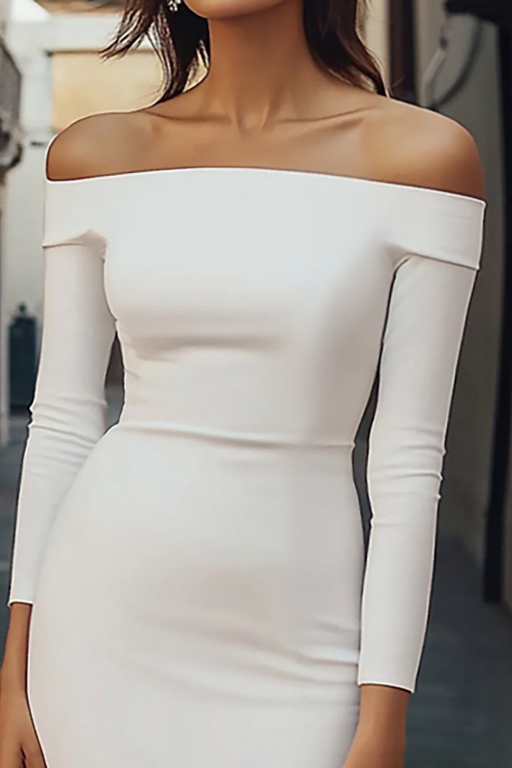 Bodycon Off The Shoulder White Short Graduation Dress