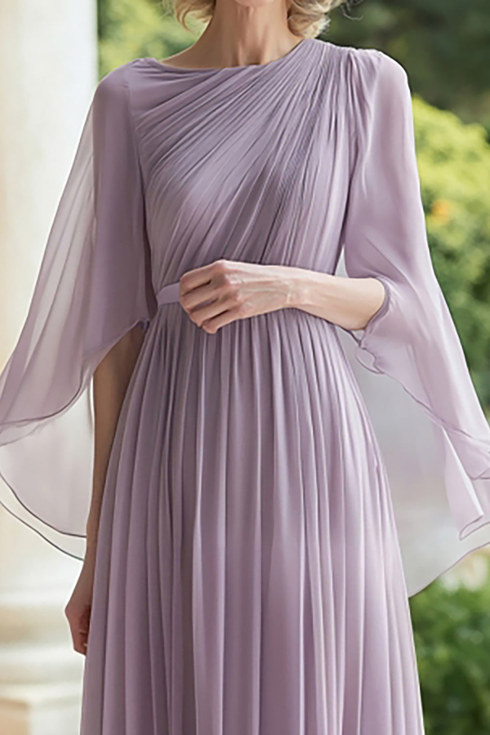 Pleated Lilac A Line Chiffon Mother of the Bride Dress