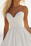 A Line Sweetheart White Graduation Dress