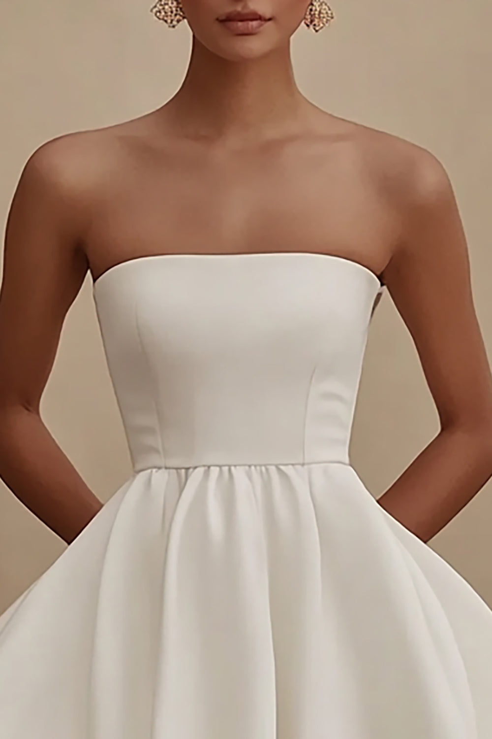 White A Line Strapless Short Graduation Dress