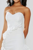 Chic White Sweetheart Bodycon Ruffled Short Graduation Dress