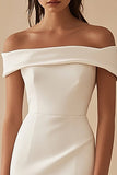 White Sheath Off the Shoulder Short Graduation Dress