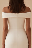 White Sheath Off the Shoulder Short Graduation Dress