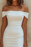 Chic Sheath White Off the Shoulder Short Graduation Dress