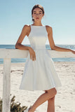 White A Line Short Graduation Dress