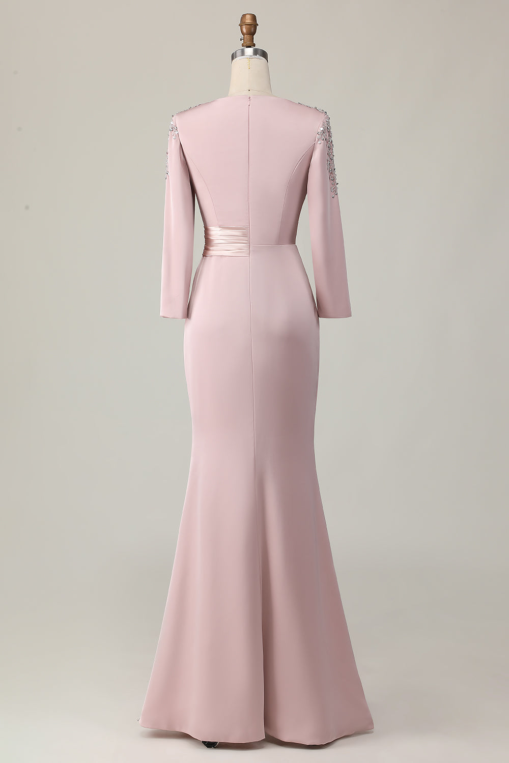 Blush Lace Sheath Mother Of The Bride Dress with Long Sleeves