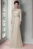 Blush Lace Sheath Mother Of The Bride Dress with Long Sleeves