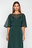 Pine Sheath Half Sleeves Chiffon Mother of the Bride Dress with Appliques