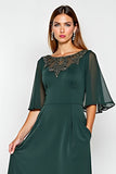 Pine Sheath Half Sleeves Chiffon Mother of the Bride Dress with Appliques