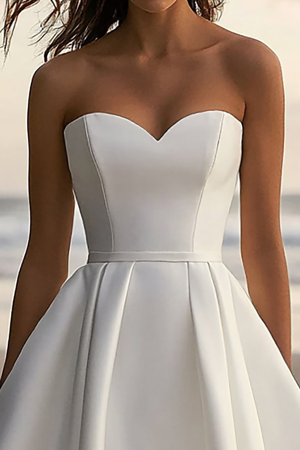 A-Line Sweetheart Satin White Engagement Dress