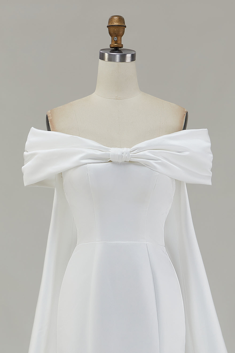 Off The Shoulder White Mermaid Wedding Dress with Cape Sleeves