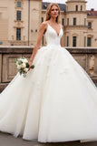 Ivory A-Line Spaghetti Straps Tulle Bridal Dress