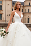 Ivory A-Line Spaghetti Straps Tulle Bridal Dress
