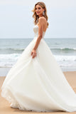 Strapless Ivory A-Line Corset Tulle Wedding Dress With Appliques